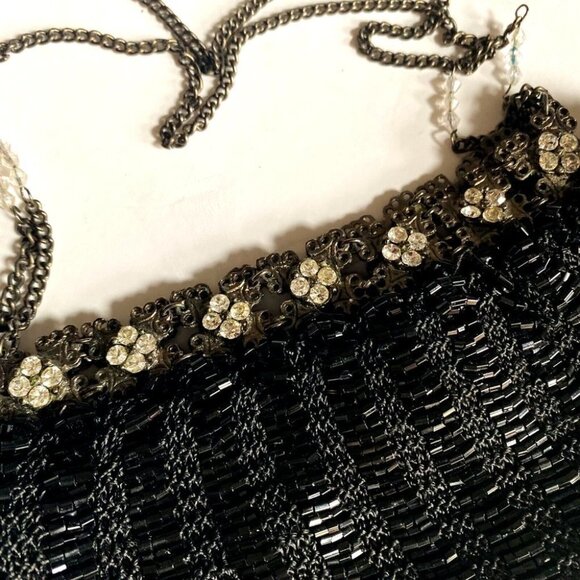 Vintage Knit Crochet beaded Antique Style  Little Evening Wear Purse - Picture 3 of 8